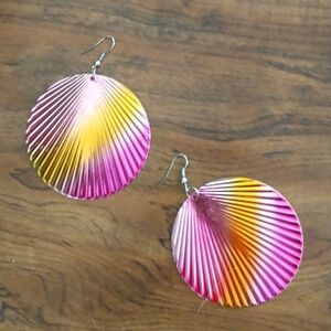 Metal Textured Disc Earrings